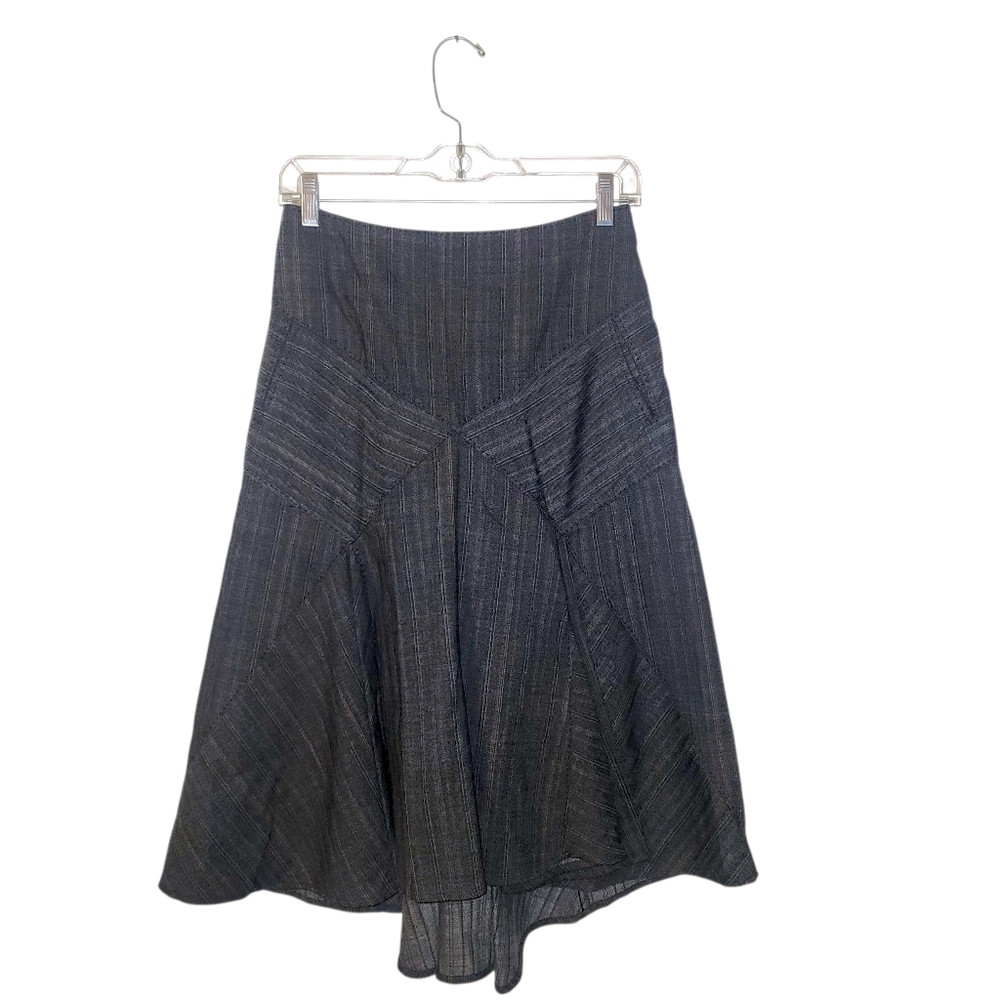 Max Studio Flared Hi-Low Hem, Pleated Luxury Midi Skirt | Size 2 - Picture 2 of 8